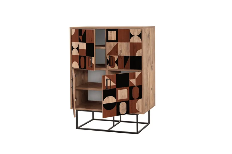 Quantum Solo Highboard 93x115 cm Svart/Brun - Hanah Home - Förvaring - Skåp - Förvaringsskåp