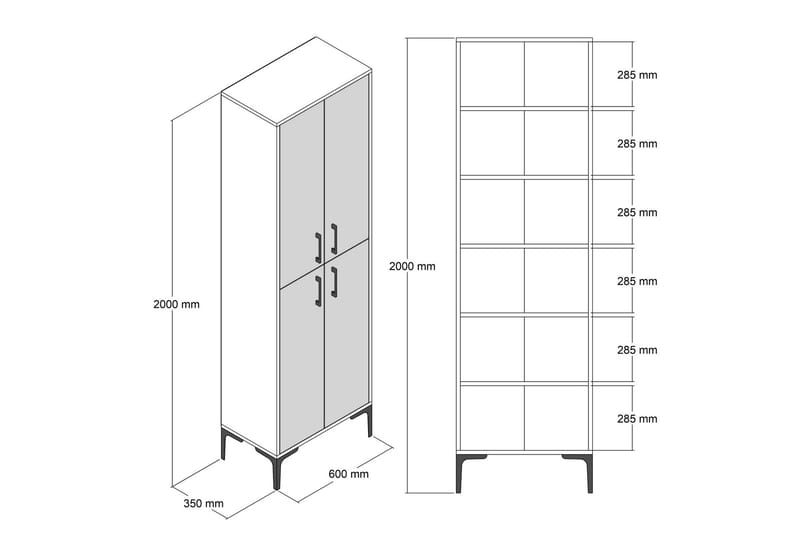 Retzow Highboard 60x35 cm - Brun/Vit - Förvaringsskåp