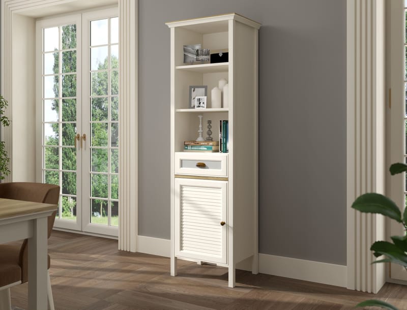 Rilena Multifunktionsskåp 60x194 cm - Crème, ek, grå - Förvaring - Skåp - Förvaringsskåp