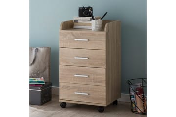 Rullkontejner Wohnling 4 lådor med hjul, förvaringsbricka, foliebelagd spånskiva, modern stil Sonoma - Sonoma - Förvaring - Förvaringsmöbler - Byrå - Hurtsar