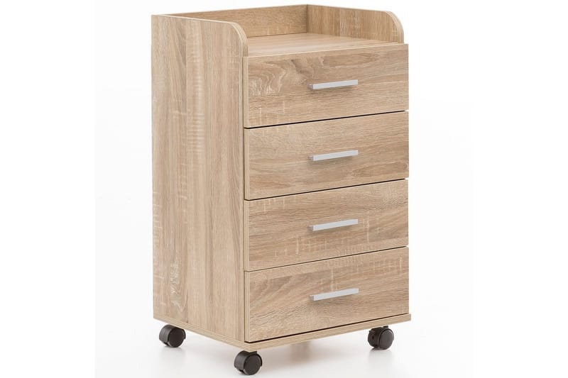 Rullkontejner Wohnling 4 lådor med hjul, förvaringsbricka, foliebelagd spånskiva, modern stil Sonoma - Sonoma - Förvaring - Skåp - Förvaringsskåp