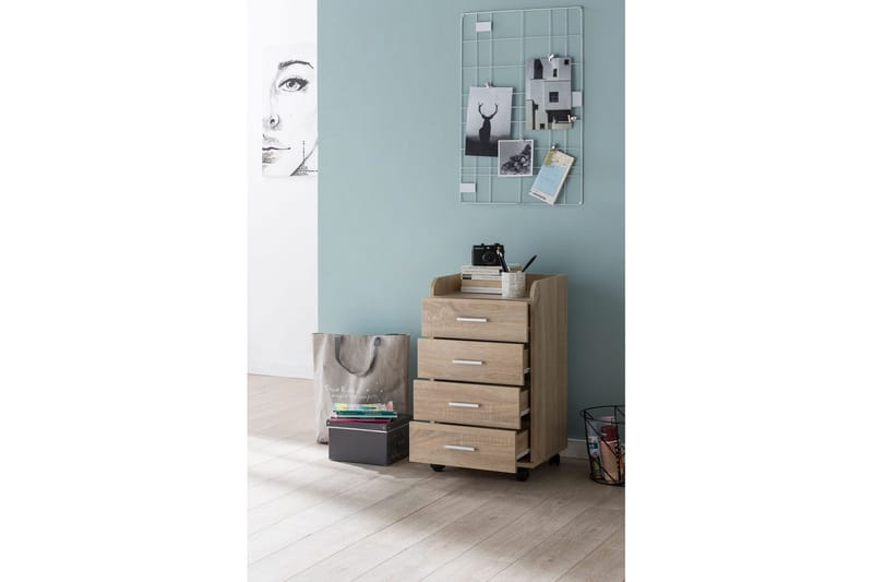 Rullkontejner Wohnling 4 lådor med hjul, förvaringsbricka, foliebelagd spånskiva, modern stil Sonoma - Sonoma - Förvaring - Skåp - Förvaringsskåp