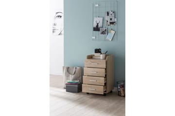 Rullkontejner Wohnling 4 lådor med hjul, förvaringsbricka, foliebelagd spånskiva, modern stil Sonoma - Sonoma - Förvaring - Förvaringsmöbler - Byrå - Hurtsar