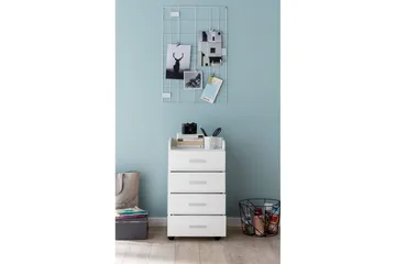 Rullkontejner Wohnling 4 lådor med hjul, förvaringsbricka, foliebelagd spånskiva, modern stil Vit - Vit - Förvaring - Förvaringsmöbler - Byrå - Hurtsar