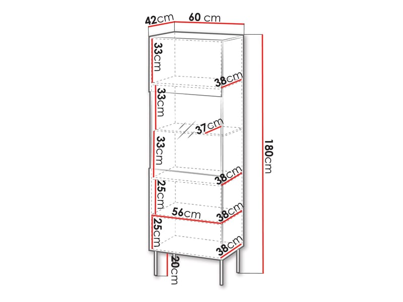 Rynlin Vitrinskåp 180 cm - Förvaring - Skåp - Vitrinskåp