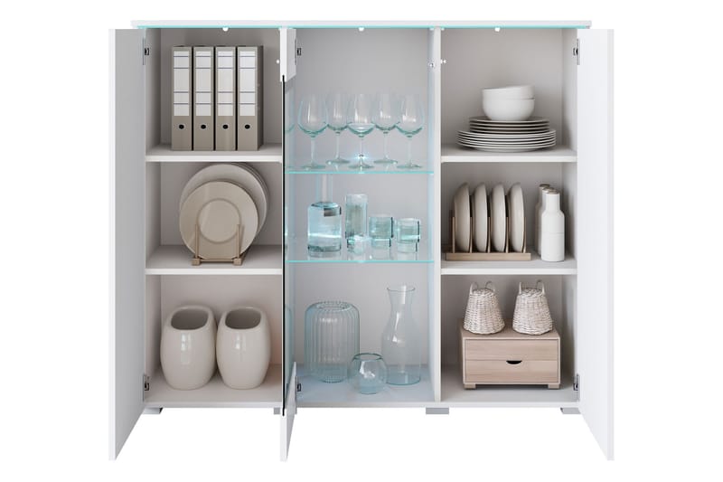 Sherie Vitrinskåp 120x104 cm - Vit - Förvaring - Skåp - Vitrinskåp