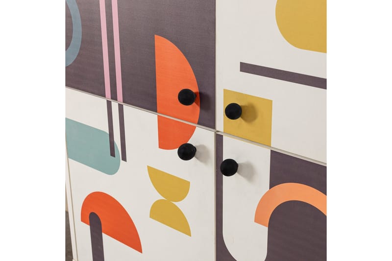 Sia Highboard 95x111 cm Vit/Brun/Lila/Gul - Hanah Home - Förvaring - Skåp - Förvaringsskåp