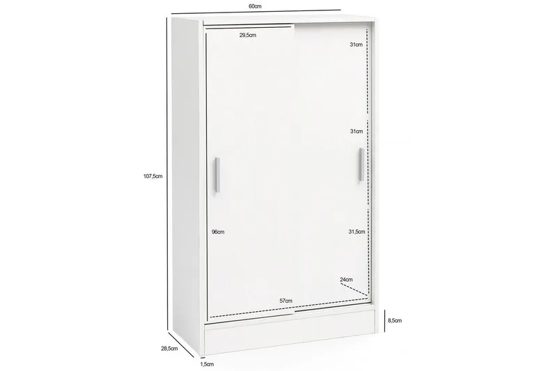 Sideboard Wohnling Melaminbelagd MDF-skjutdörrar Modern - Förvaring - Skåp - Förvaringsskåp