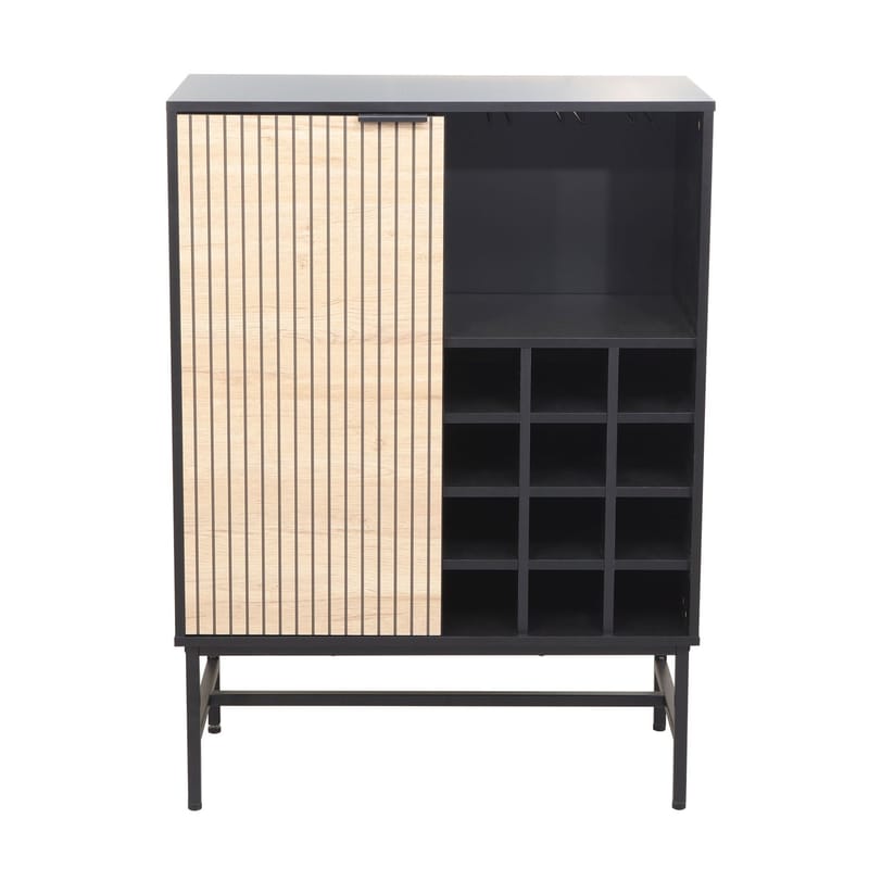 Skåp Helve med vinställ 80x40x110 cm melamin - svart / ljust trä - Förvaring - Skåp - Barskåp