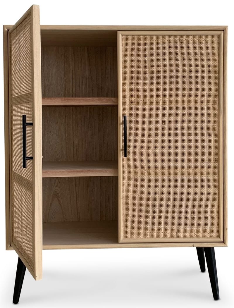 Skåp i rotting med svarta handtag - React, Ljus ek / Svart