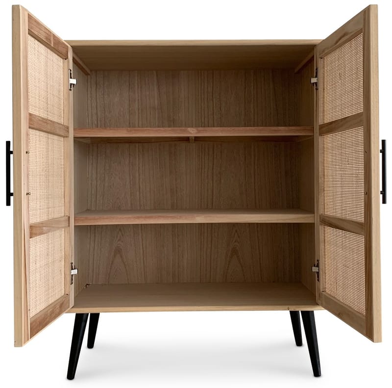 Skåp i rotting med svarta handtag - React - Ljus ek / Svart - Förvaring - Skåp - Förvaringsskåp