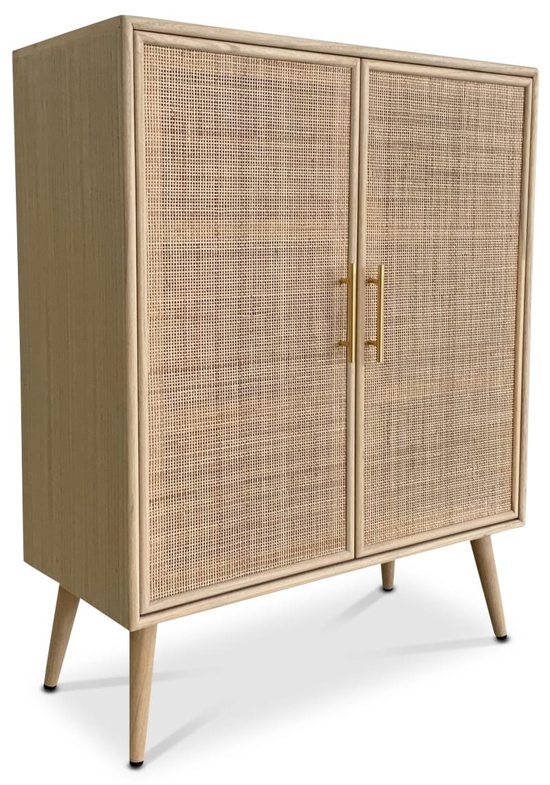 Skåp i trä och natur / rotting - React, Ljus ek / Mässing