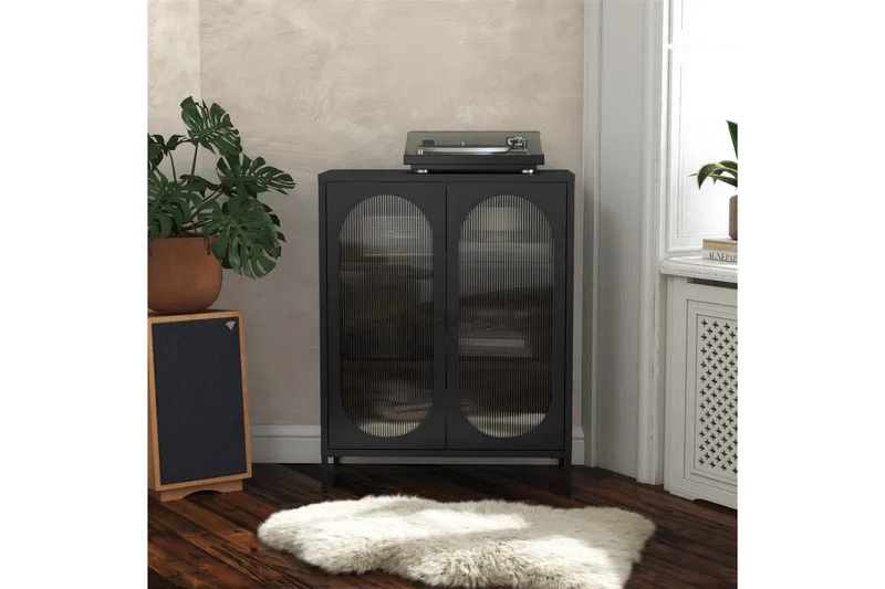 Skåp Luna 80x40x102 cm, Svart - 80x40x102 cm, Svart - Förvaring - Skåp - Vitrinskåp