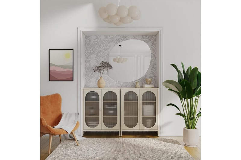 Skåp Luna 80x40x102 cm, Pergament - 80x40x102 cm, Pergament - Förvaring - Skåp - Vitrinskåp