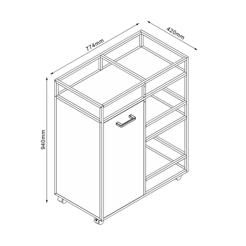 Skåp med hyllor Hedvig 77,4x42x94 cm - ask/svart - Förvaring - Skåp - Barskåp
