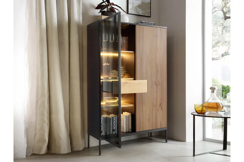 Tenorio Vitrinskåp 104x166 cm - Beige - Förvaring - Skåp - Vitrinskåp