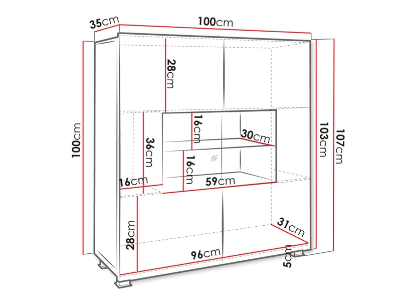 Tessan Vitrinskåp 100x107 cm - brun - Förvaring - Skåp - Vitrinskåp