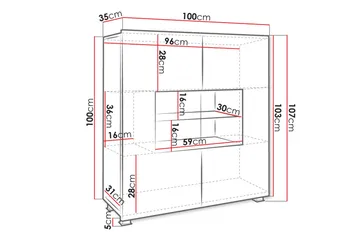 Tessan Vitrinskåp 100x107 cm - Vit - Förvaring - Skåp - Vitrinskåp