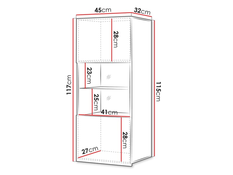 Tessan Vitrinskåp 45x117 cm - brun - Förvaring - Skåp - Vitrinskåp