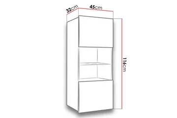 Tessan Vitrinskåp 45x32x117 cm - Vit Högglans/Vit Led-Belysning - Förvaring - Skåp - Vitrinskåp