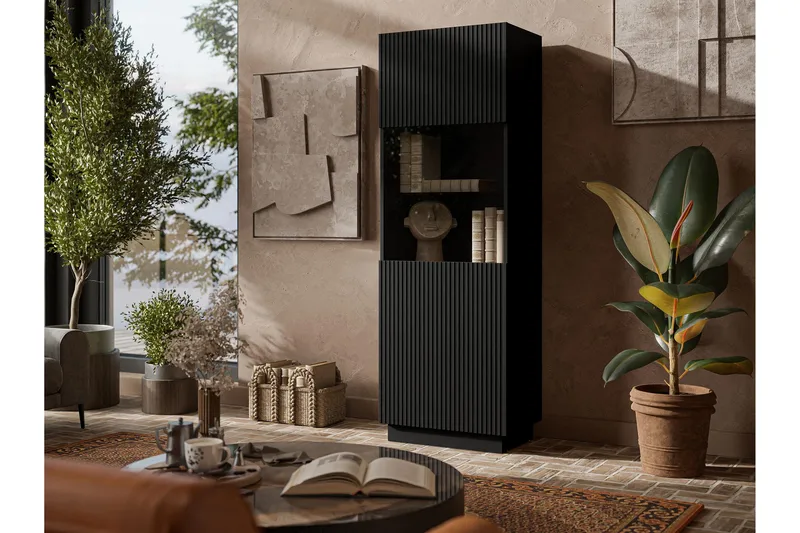 Torvalen Vitrinskåp 60x178 cm - Svart - Förvaring - Skåp - Vitrinskåp