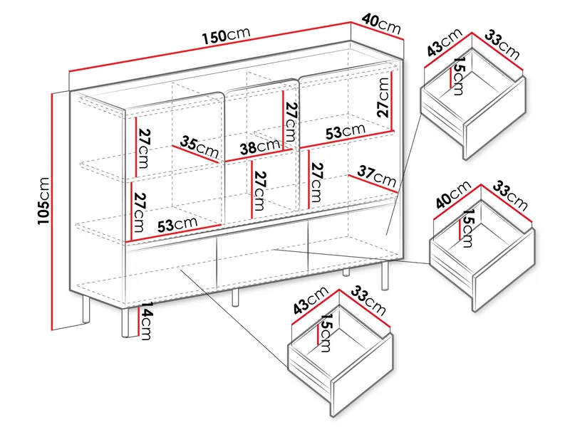 Travic Skänk 150 cm - Förvaring - Skåp - Förvaringsskåp