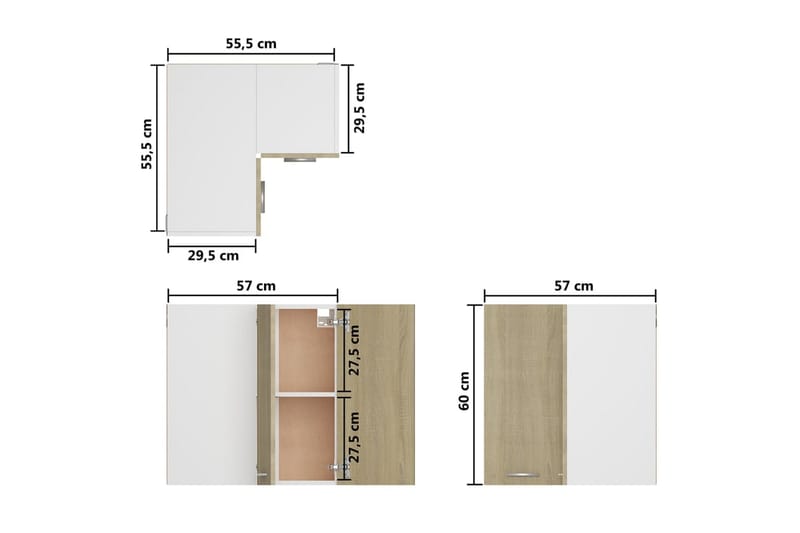 Väggskåp hörn sonoma-ek 57x57x60 cm spånskiva - Ek - Förvaring - Skåp - Hörnskåp