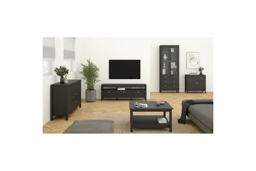 Vallvidera Vitrinskåp 78,05x199 cm - Svart - Förvaring - Skåp - Vitrinskåp