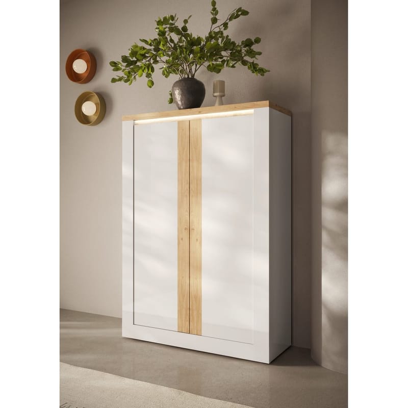 Vandesar Högskåp 160 cm - Natur/Vit - Förvaring - Skåp - Förvaringsskåp
