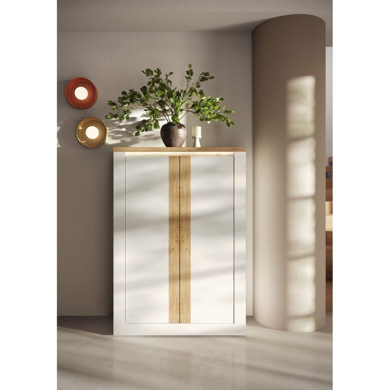 Vandesar Högskåp 160 cm - Natur/Vit - Förvaring - Skåp - Förvaringsskåp