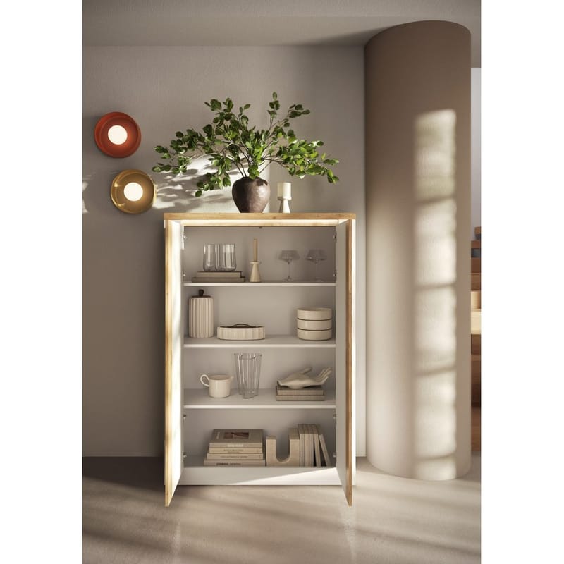 Vandesar Högskåp 160 cm - Natur/Vit - Förvaring - Skåp - Förvaringsskåp