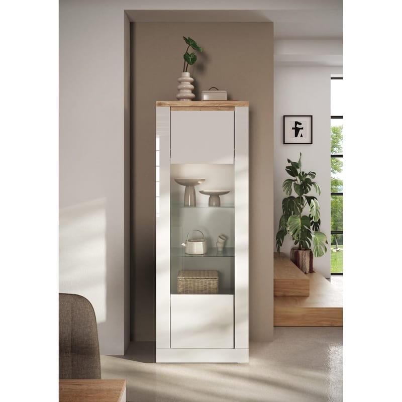 Vandesar Vitrinskåp 192 cm - Natur/Vit - Förvaring - Skåp - Vitrinskåp
