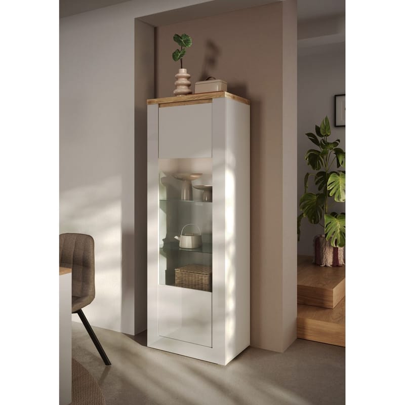 Vandesar Vitrinskåp 192 cm - Natur/Vit - Förvaring - Skåp - Vitrinskåp