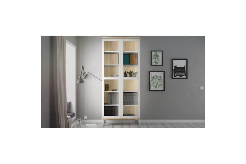 Virender Vitrinskåp 88,7x202,8 cm - Vit - Förvaring - Skåp - Vitrinskåp