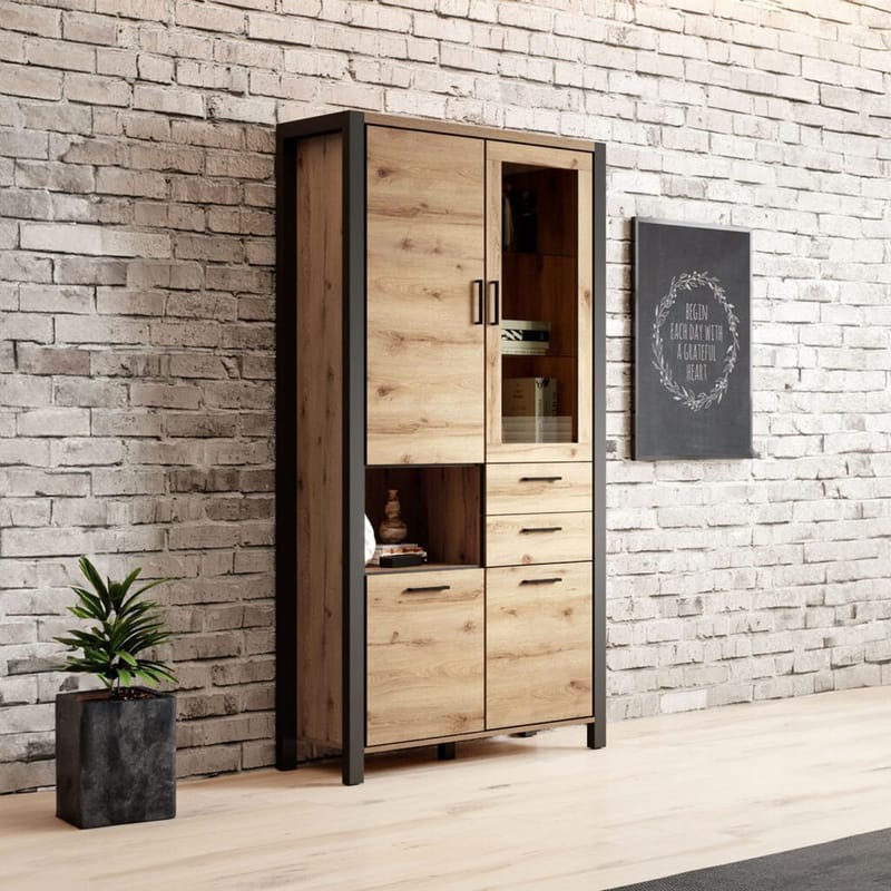 Vitrinskåp Aktiv 4 dörrar med 2 lådor - Förvaring - Skåp - Vitrinskåp