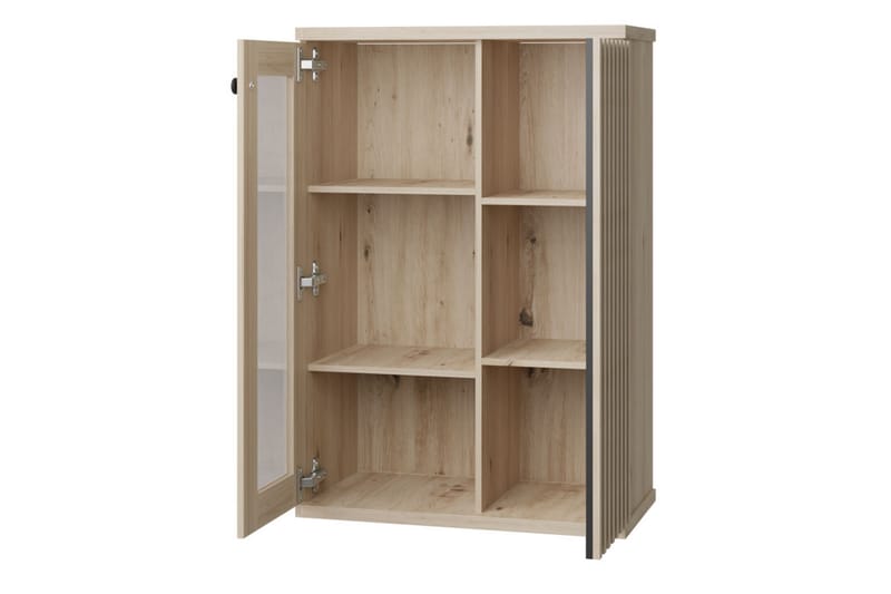 Aldbrough Lågt Vitrinskåp 40,6 djup 86,4 cm bred 131,9 cm hög Trä Glas - Trä/Svart - Förvaring - Skåp - Vitrinskåp