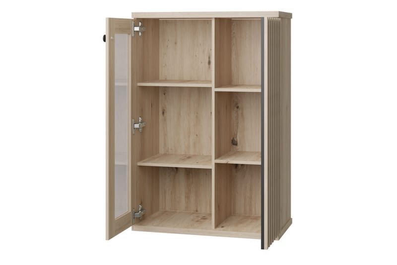 Aldbrough Lågt Vitrinskåp 40,6 djup 86,4 cm bred 131,9 cm hög Trä Glas - Trä/Svart - Förvaring - Skåp - Vitrinskåp