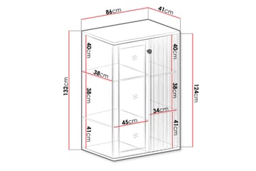 Aldbrough Lågt Vitrinskåp 40,6 djup 86,4 cm bred 131,9 cm hög Trä Glas - Trä/Svart - Förvaring - Skåp - Vitrinskåp