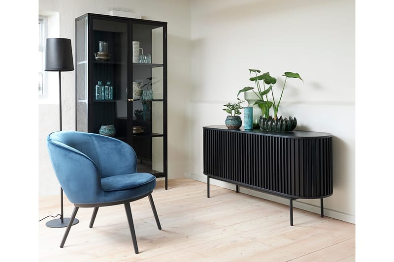 Ambra Vitrinskåp 40,3 cm djup 90 cm bred 190 cm hög Mörk Metall - Svart - Förvaring - Skåp - Vitrinskåp