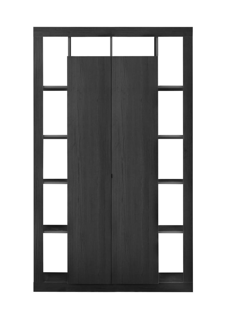Asfordby Vitrinskåp 42 cm djup 134 cm bred 217 cm hög Mörkt Trä - Svart - Förvaring - Skåp - Vitrinskåp