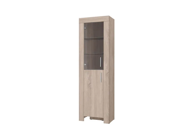 Cezar Vitrinskåp med Förvaring 60 cm i Trä med Glasdörr, Ek
