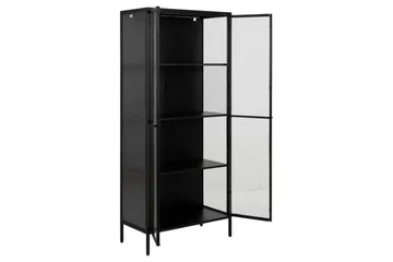 Crabtree Vitrinskåp 40 cm djup 80 cm bred 180 cm hög Metall Glas - Svart - Förvaring - Skåp - Vitrinskåp