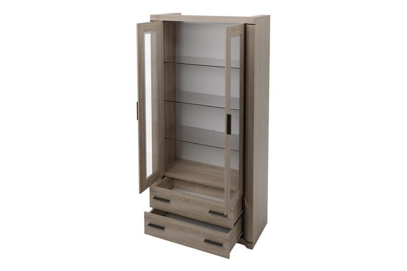 Dallas Vitrinskåp 97x43,5x192 cm - Beige/Grå - Förvaring - Skåp - Vitrinskåp