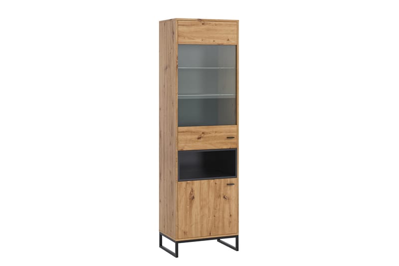 Ekomi Vitrinskåp 40 cm djup 60 cm bred 202 cm hög Ljust Trä - Förvaring - Skåp - Vitrinskåp
