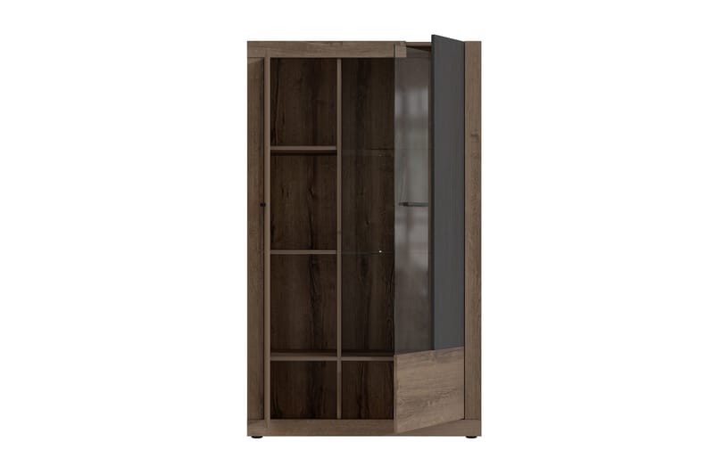 Elhovo Vitrinskåp 41,3 cm djup 93,1 cm bred 158,5 cm hög Mörkt Trä - Brun - Förvaring - Skåp - Vitrinskåp