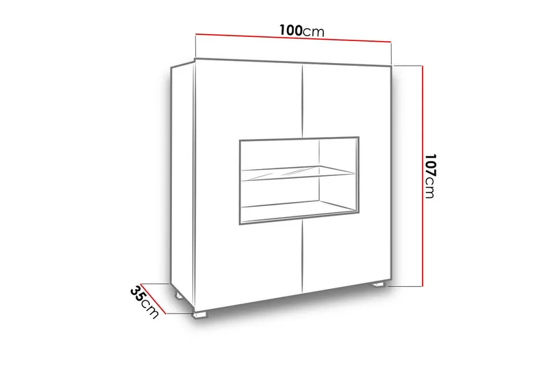 Frick Vitrinskåp Blå LED Belysning 35 cm djup 100 cm bred 107 cm hög Ljust Trä Glas - Vit/Blå LED - Förvaring - Skåp - Vitrinskåp