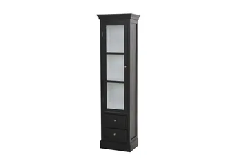 Havin Smalt Vitrinskåp 30 cm djup 45 cm bred 166 cm hög Mörkt Trä Glas - Svart - Förvaring - Skåp - Vitrinskåp
