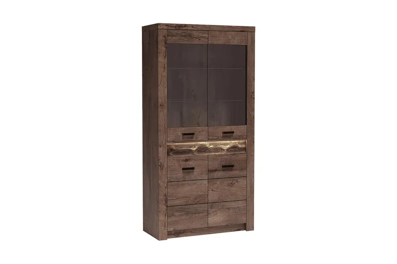 Indianapolis Vitrinskåp 96x42x192 cm - Brun - Förvaring - Skåp - Vitrinskåp