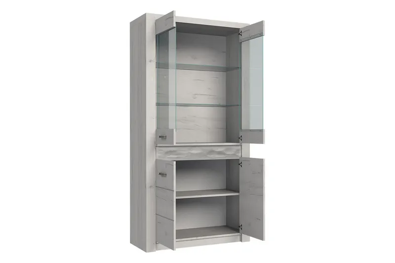 Indianapolis Vitrinskåp 96x42x192 cm - Vit - Förvaring - Skåp - Vitrinskåp