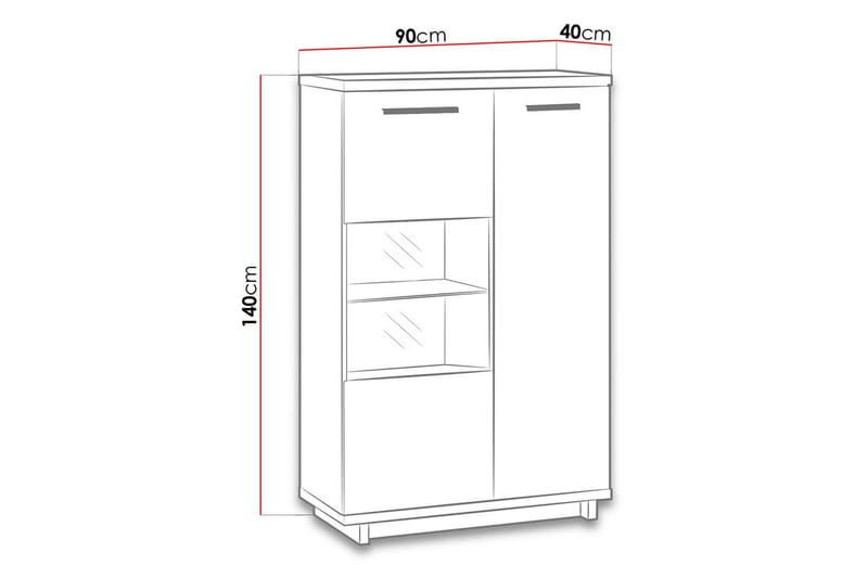 Ingram Vitrinskåp 40x90 cm - Ek/Svart - Förvaring - Skåp - Vitrinskåp